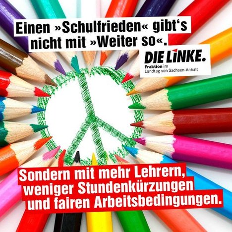 Bild: Bunte Bleistifte mit Friedenszeichen
